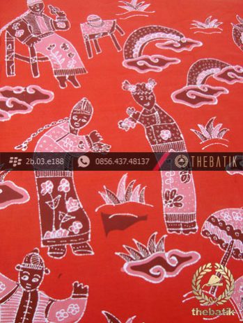 Batik Tulis Cirebon Motif Kumpeni Tionghoa Merah