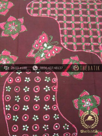 Batik Tulis Jogja Motif Pulau Kupu Pink Marun