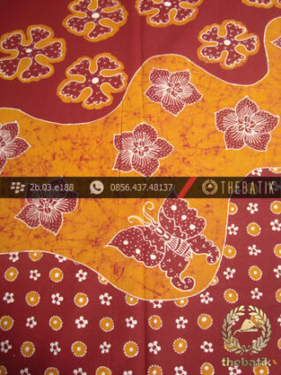 Batik Tulis Jogja Motif Pulau Remukan Kembang Kuning Merah