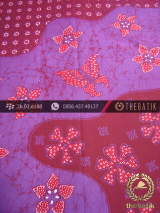 Batik Tulis Jogja Motif Pulau Kupu-Kupu Kembang Ungu