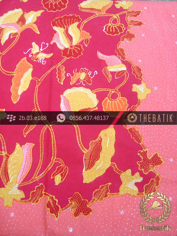 Batik Tulis Cirebon Motif Buketan Sulur Merah Jambon