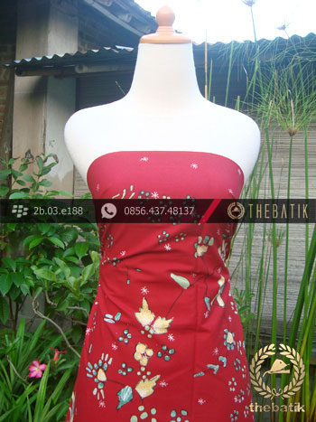 Batik Tulis Cirebon Motif Burung Latar Merah Hijau
