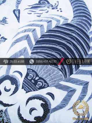 Batik Tulis Cirebon Kalajengking Biru Dongker Latar Putih