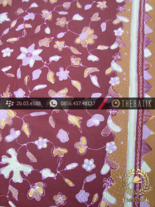 Batik Tulis Cirebon Motif Kembang Kecil Marun