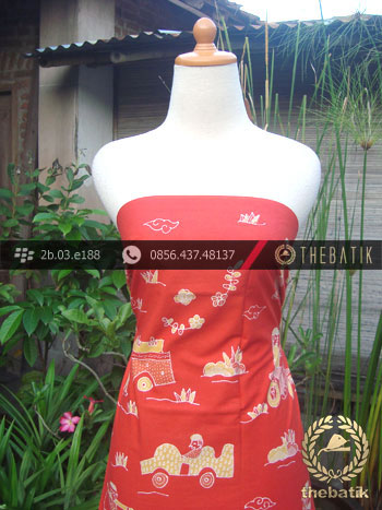 Batik Kumpeni Tulis Motif Pasar Cirebon Latar Merah
