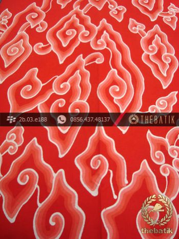Batik Tulis Cirebon Motif Megamendung Merah Bata