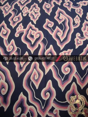 Batik Tulis Cirebon Megamendung Soft Pink Biru Dongker