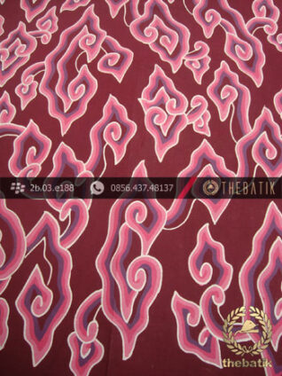 Batik Tulis Cirebon Motif Megamendung Pink Latar Marun
