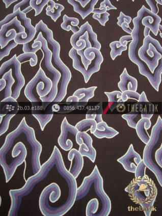 Batik Tulis Cirebon Megamendung Ungu Latar Biru Dongker