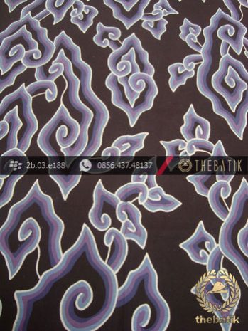 Batik Tulis Cirebon Megamendung Ungu Latar Biru Dongker