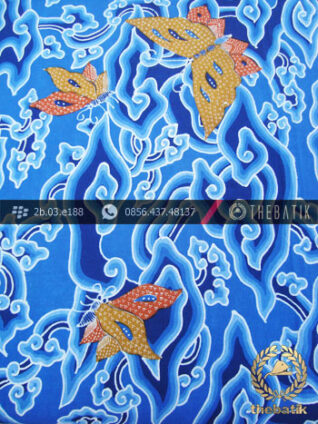 Batik Tulis Cirebon Motif Megamendung Kupu Biru