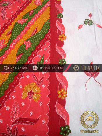 Sarung Batik Tulis Cirebon Motif Buketan Tumpal Pink
