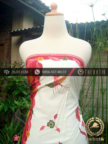 Sarung Batik Tulis Cirebon Motif Buketan Tumpal Pink