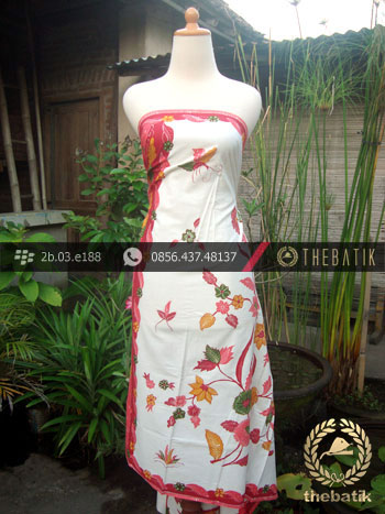 Sarung Batik Tulis Cirebon Motif Buketan Tumpal Pink