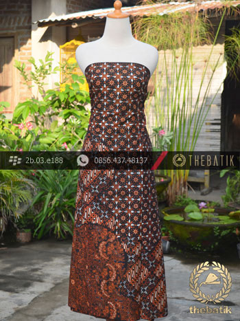 Kain Batik Cap Tulis Jogja Motif Pulau Kombinasi Orange