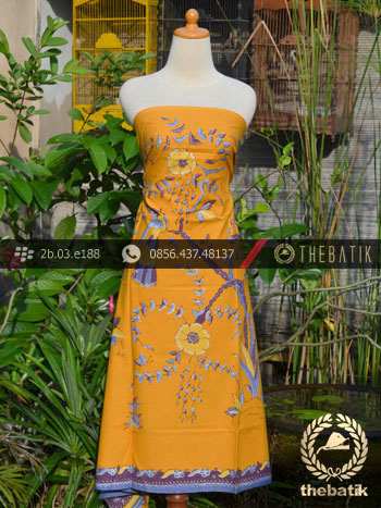 Batik Tulis Cirebon Motif Buketan Burung Kuning