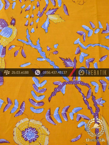 Batik Tulis Cirebon Motif Buketan Burung Kuning