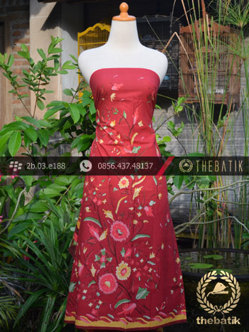Batik Tulis Cirebon Motif Buketan Merah