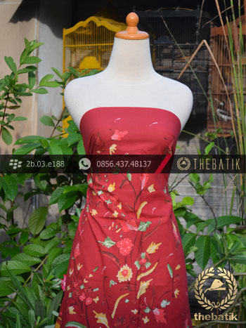 Batik Tulis Cirebon Motif Buketan Merah