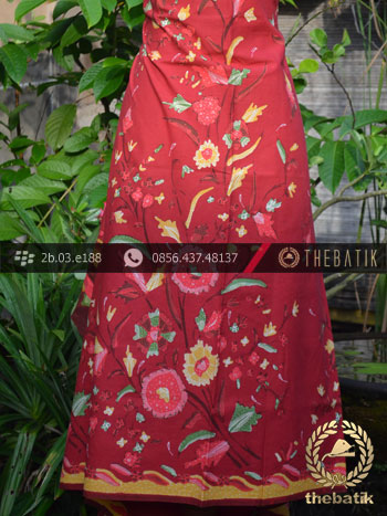 Batik Tulis Cirebon Motif Buketan Merah