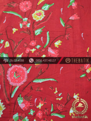 Batik Tulis Cirebon Motif Buketan Merah