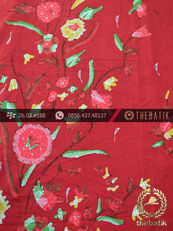 Batik Tulis Cirebon Motif Buketan Merah