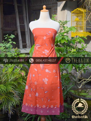 Batik Tulis Cirebon Motif Buketan Sulur Peach