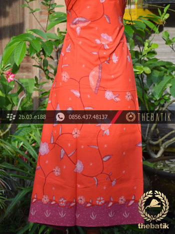 Batik Tulis Cirebon Motif Buketan Sulur Peach