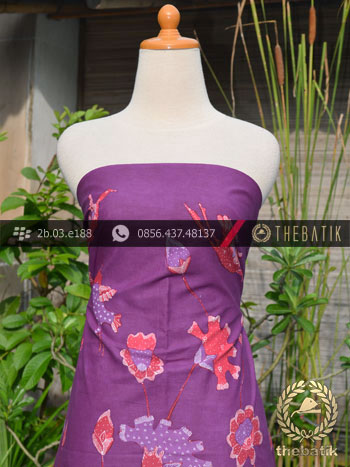 Batik Tulis Cirebon Motif Buketan Ungu Pink