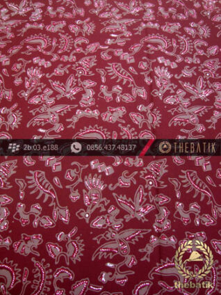 Kain Batik Cap Tulis Jogja Motif Burung Kecil Merah Kombinasi