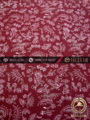 Kain Batik Cap Tulis Jogja Motif Burung Kecil Merah Kombinasi