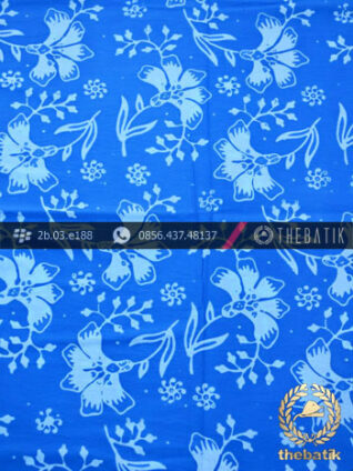Kain Batik Cap Motif Ceplok Kembang Biru Muda