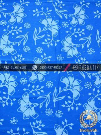 Kain Batik Cap Motif Ceplok Kembang Biru Muda