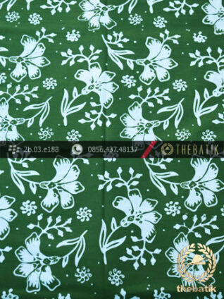 Kain Batik Cap Motif Ceplok Kembang Hijau