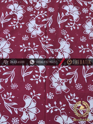 Kain Batik Cap Motif Ceplok Kembang Marun