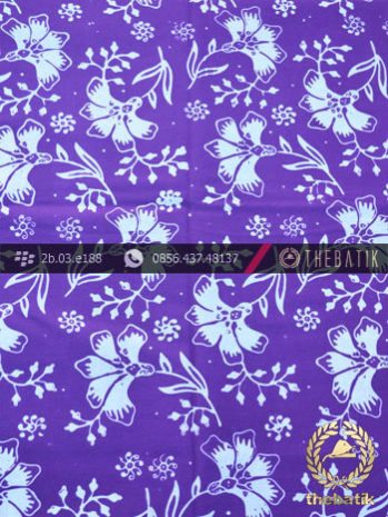 Kain Batik Cap Motif Ceplok Kembang Ungu