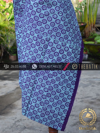 Kain Batik Cap Jogja Motif Grompol Kelengan Ungu Biru
