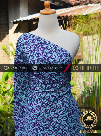 Kain Batik Cap Jogja Motif Grompol Kelengan Ungu Biru