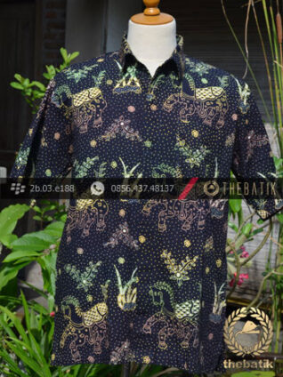 Hem Batik Tulis Jogja Motif Kuda Gradasi Latar Hitam