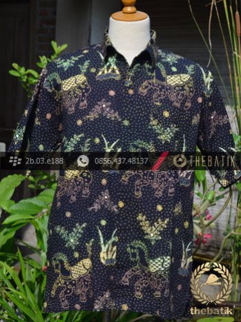 Hem Batik Tulis Jogja Motif Kuda Gradasi Latar Hitam