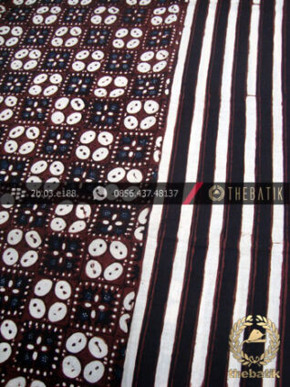 Kain Batik Cap Motif Kawung Banji Seling Garis
