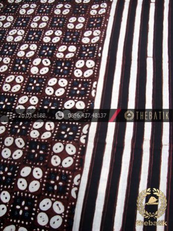 Kain Batik Cap Motif Kawung Banji Seling Garis