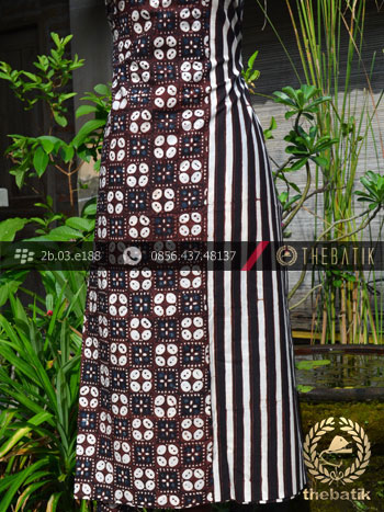 Kain Batik Cap Motif Kawung Banji Seling Garis