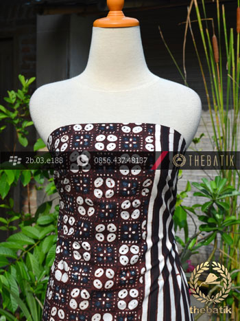 Kain Batik Cap Motif Kawung Banji Seling Garis