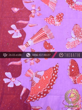 Batik Tulis Cirebon Motif Kipas Latar Ungu