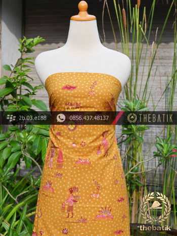 Batik Tulis Cirebon Motif Kumpeni Halus Kuning Pink