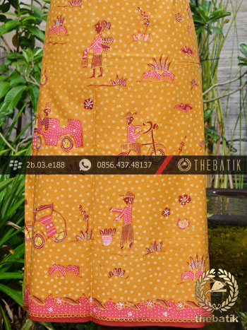 Batik Tulis Cirebon Motif Kumpeni Halus Kuning Pink