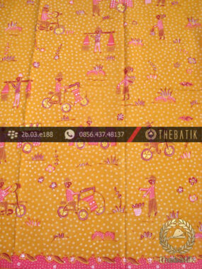 Batik Tulis Cirebon Motif Kumpeni Halus Kuning Pink