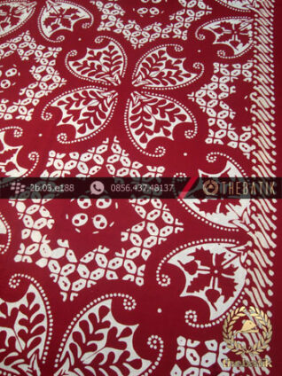Kain Batik Cap Motif Lereng Wirasat Kembang Marun