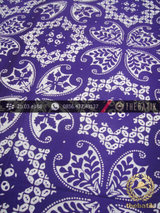 Kain Batik Cap Jogja Motif Lereng Wirasat Kembang Ungu